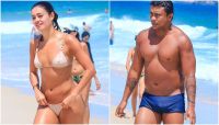 Sophie Charlotte e Xamã trocam beijos na praia; veja fotos'